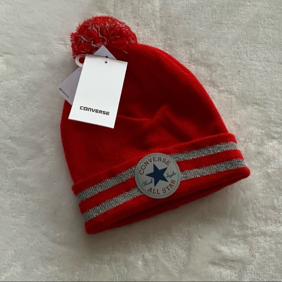 Converse All Star Chuck Taylor Youth Reflective Pom Pom Beanie Hat - Picture 8 of 8